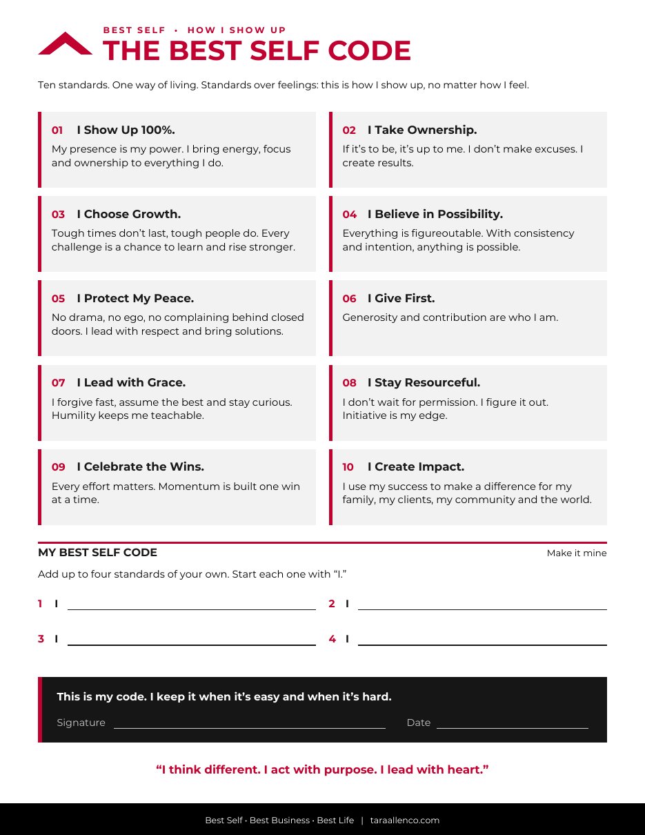 Best Self. Best Business. Best Life. Planner interior page preview