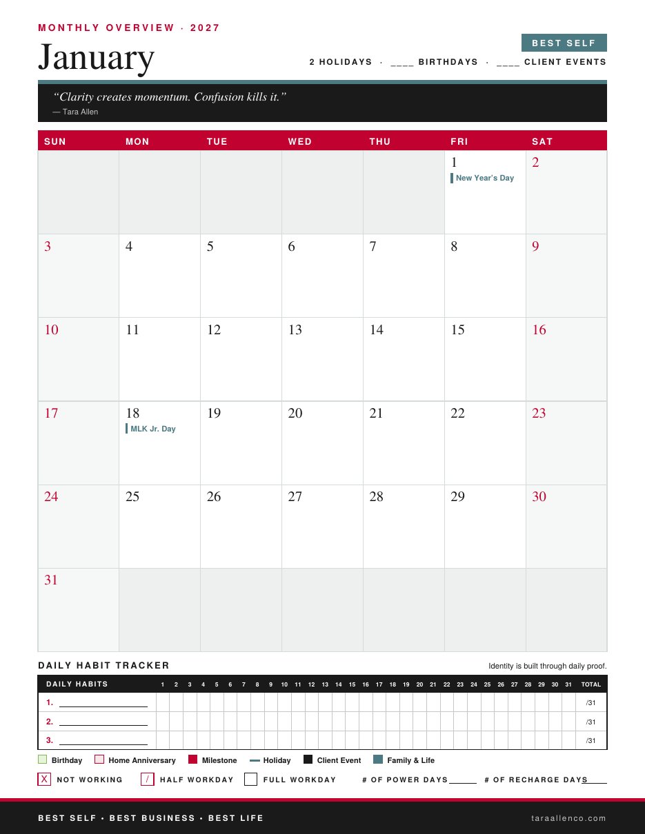 Best Self. Best Business. Best Life. Planner interior page preview